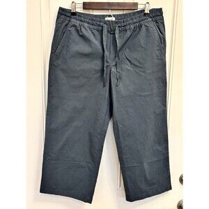 L.L. BEAN STRETCH RIPSTOP PULL ON GRAY PANTS wide LEG WOMENS LARGE Crop